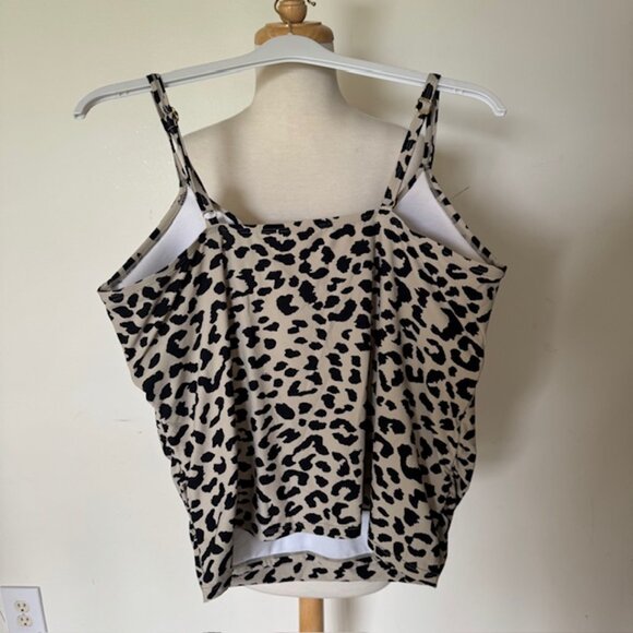Women's Plus Freshwater Tankini Leopard Print 2X - Picture 2 of 6